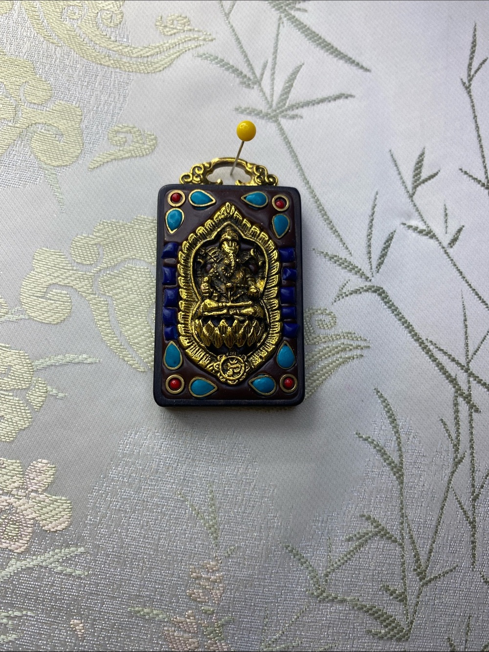 Gold Retro Nepal Tibetan lotus elephant Tangka pendant